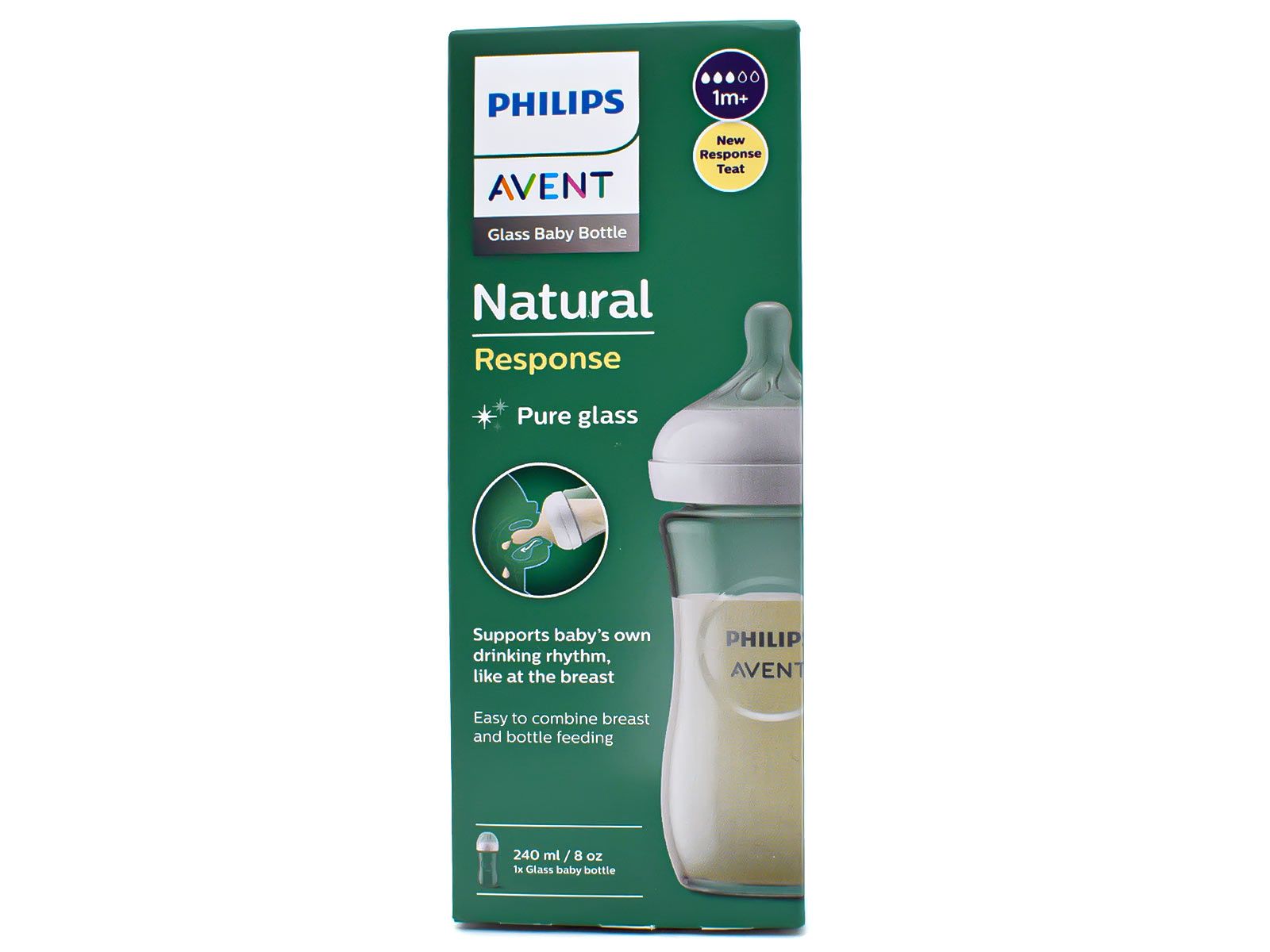 Philips Avent Natural Response SCY933/01 Glass feeding bottle 240ml buy  online Babystore.lv